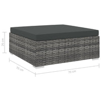 Thumbnail for Modular-Fußhocker 1 Stk. + Auflagen Poly Rattan Grau