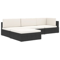Thumbnail for Modular-Fußhocker 1 Stk. + Auflagen Poly Rattan Schwarz