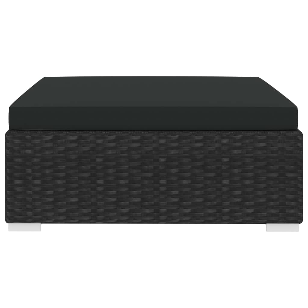 Modular-Fußhocker 1 Stk. + Auflagen Poly Rattan Schwarz