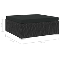 Thumbnail for Modular-Fußhocker 1 Stk. + Auflagen Poly Rattan Schwarz
