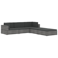 Thumbnail for Modular-Fußhocker 1 Stk. + Auflagen Poly Rattan Schwarz