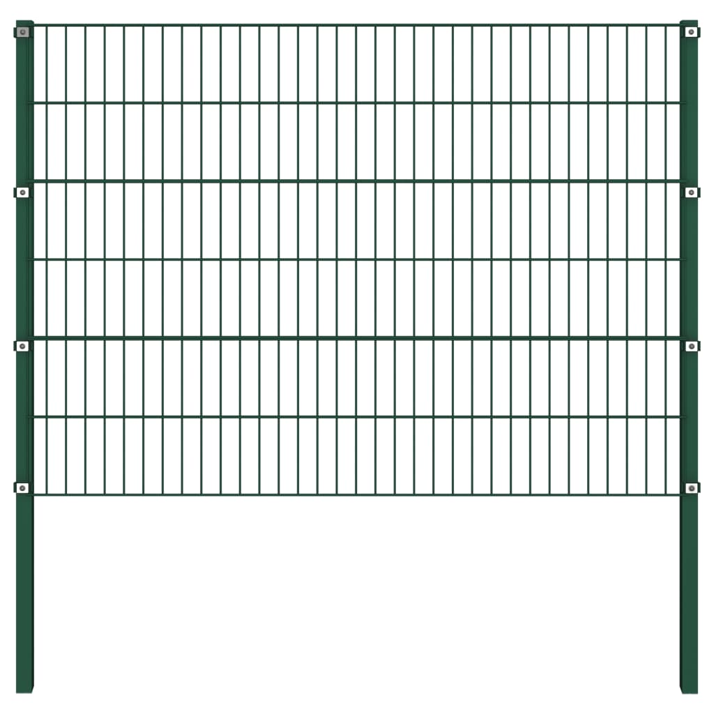 Zaunfeld mit Pfosten Eisen 15,3 x 1,2 m Grün