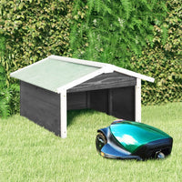 Thumbnail for Roboter-Rasenmäher Garage 72x87x50 cm Grau Weiß Tannenholz