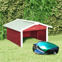 Thumbnail for Roboter-Rasenmäher Garage 72x87x50 cm Rot Weiß Tannenholz