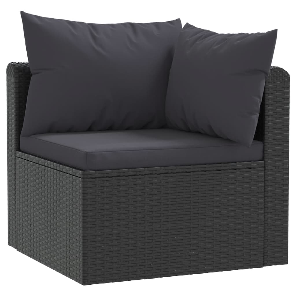 9-tlg. Garten-Lounge-Set mit Auflagen Poly Rattan Schwarz