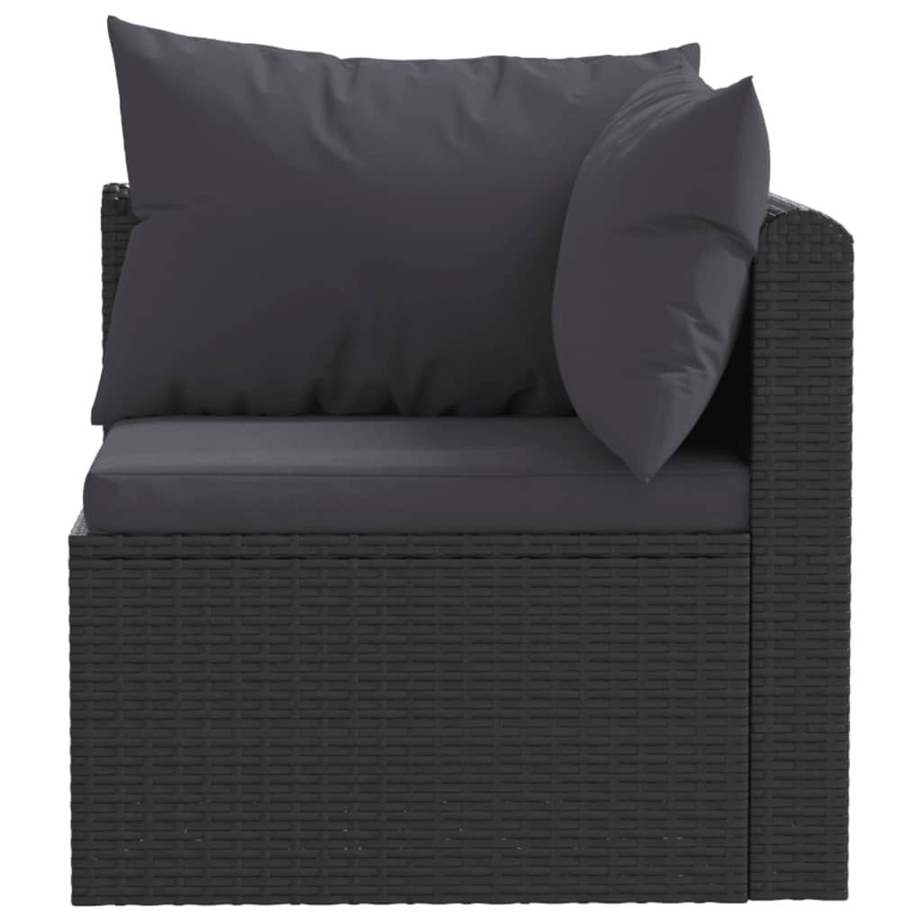 9-tlg. Garten-Lounge-Set mit Auflagen Poly Rattan Schwarz