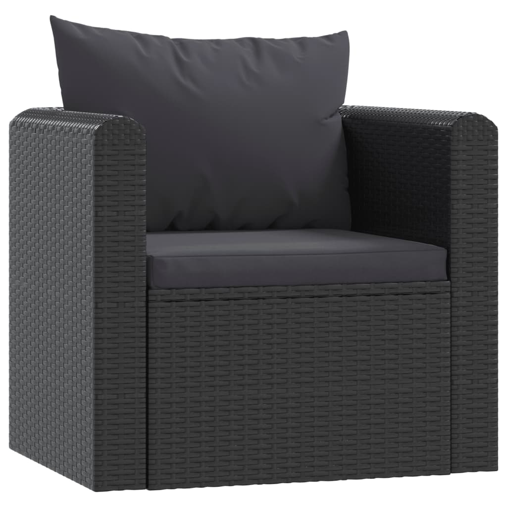 9-tlg. Garten-Lounge-Set mit Auflagen Poly Rattan Schwarz