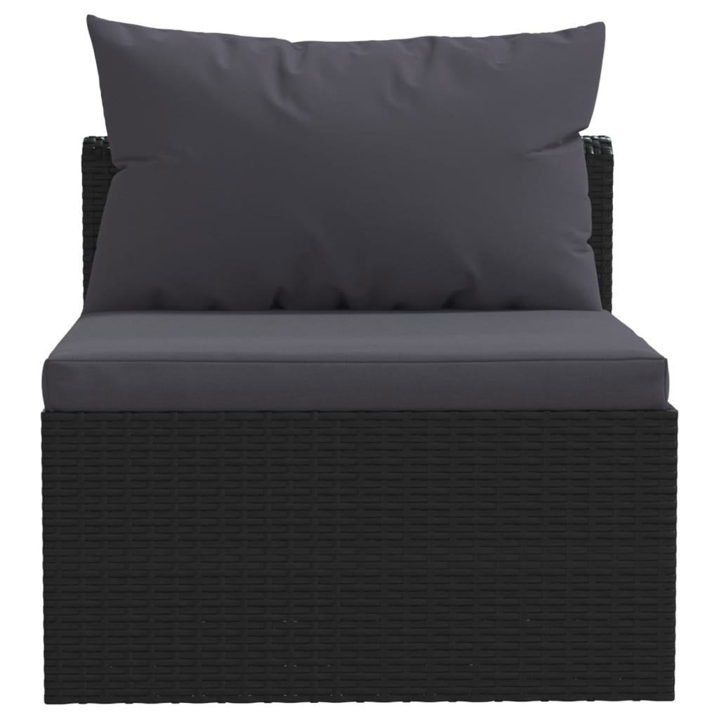 9-tlg. Garten-Lounge-Set mit Auflagen Poly Rattan Schwarz