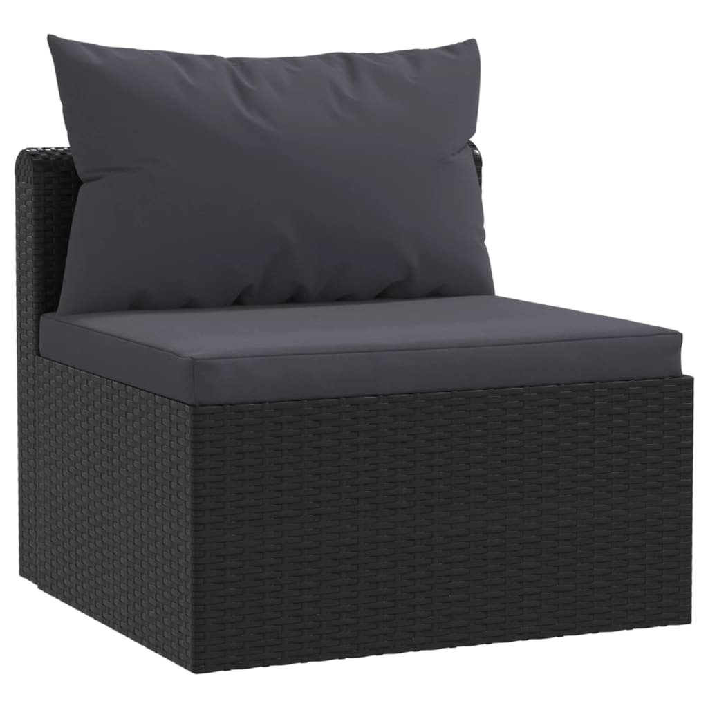 7-tlg. Garten-Lounge-Set mit Auflagen Poly Rattan Schwarz