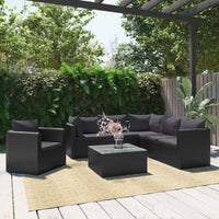 Thumbnail for 7-tlg. Garten-Lounge-Set mit Auflagen Poly Rattan Schwarz