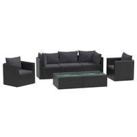 Thumbnail for 7-tlg. Garten-Lounge-Set mit Auflagen Poly Rattan Schwarz