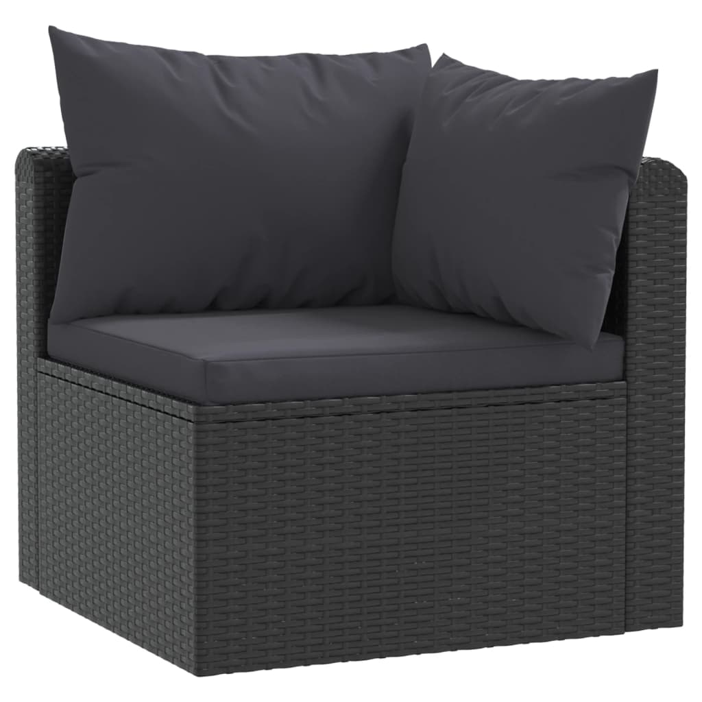 7-tlg. Garten-Lounge-Set mit Auflagen Poly Rattan Schwarz
