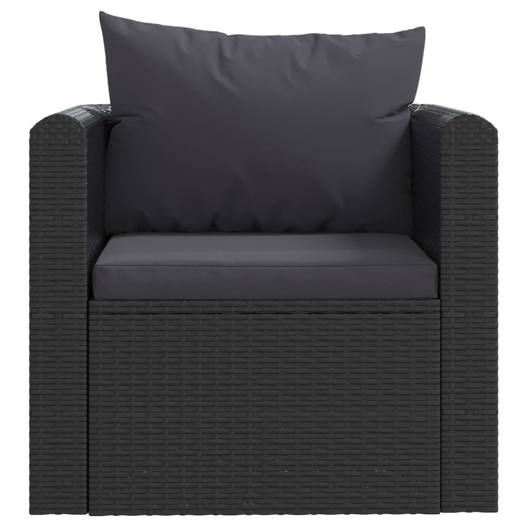 7-tlg. Garten-Lounge-Set mit Auflagen Poly Rattan Schwarz