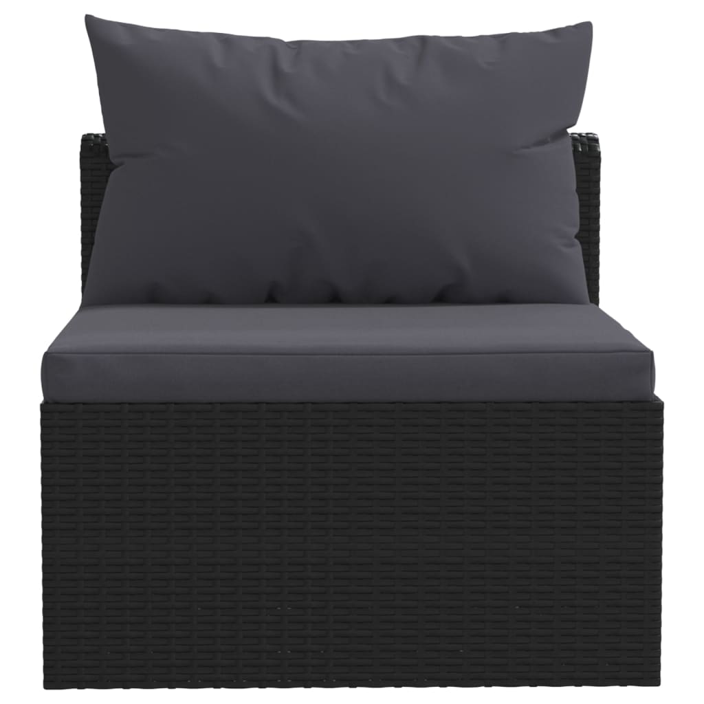 7-tlg. Garten-Lounge-Set mit Auflagen Poly Rattan Schwarz