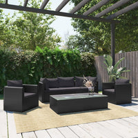 Thumbnail for 7-tlg. Garten-Lounge-Set mit Auflagen Poly Rattan Schwarz