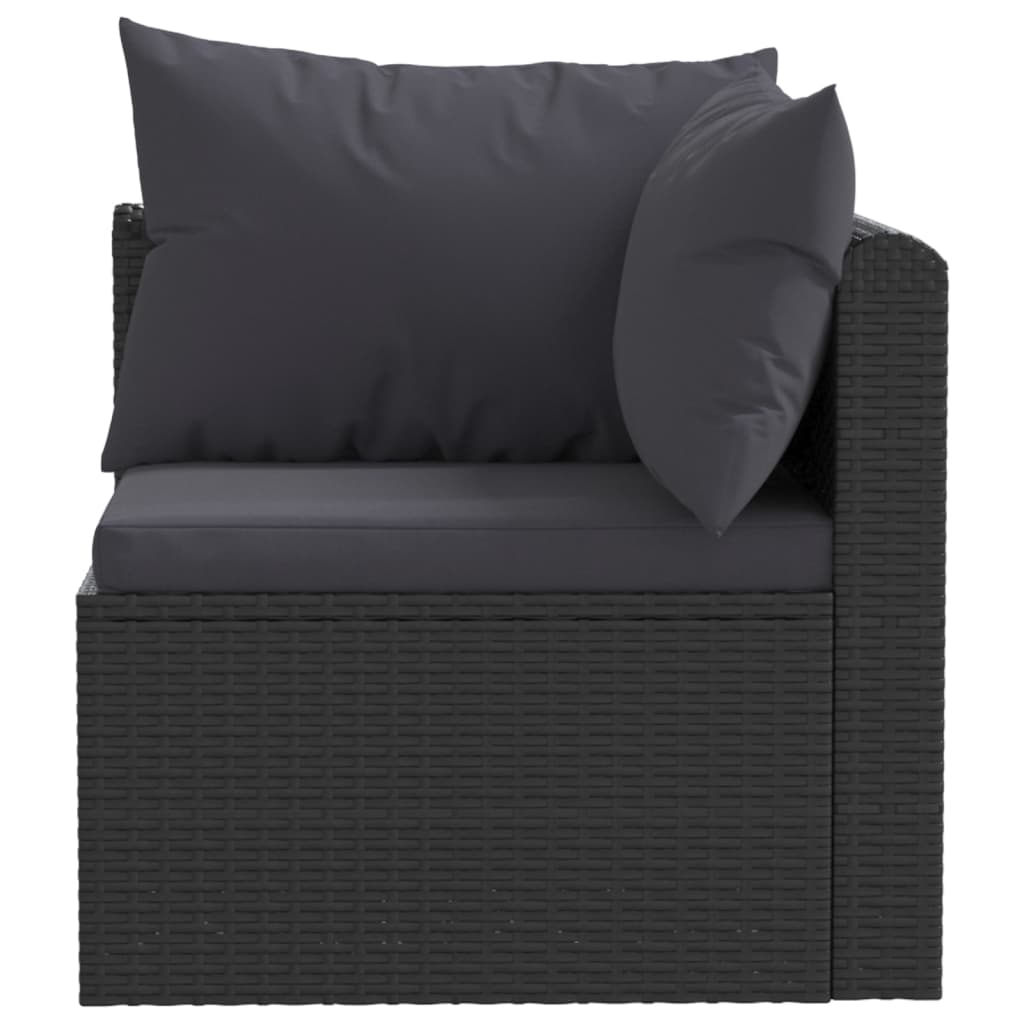 5-tlg. Garten-Lounge-Set mit Auflagen Poly Rattan Schwarz