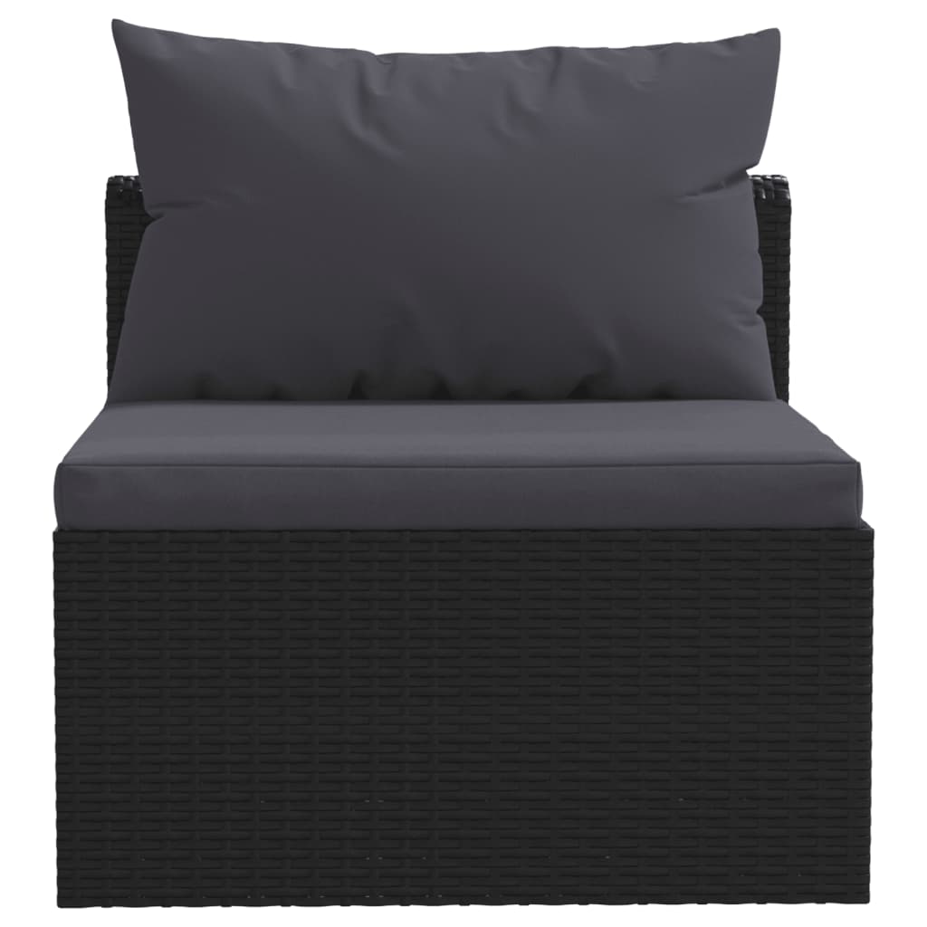 5-tlg. Garten-Lounge-Set mit Auflagen Poly Rattan Schwarz