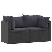 Thumbnail for 2-tlg. Garten-Sofagarnitur mit Auflagen Poly Rattan Schwarz