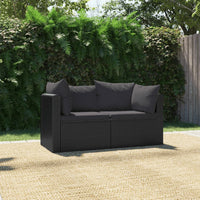 Thumbnail for 2-tlg. Garten-Sofagarnitur mit Auflagen Poly Rattan Schwarz