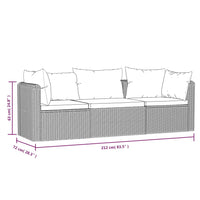 Thumbnail for 3-tlg. Garten-Sofagarnitur mit Auflagen Poly Rattan Schwarz