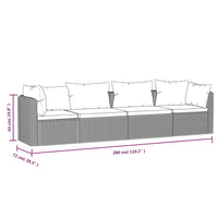 Thumbnail for 4-tlg. Garten-Sofagarnitur mit Auflagen Poly Rattan Schwarz