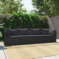 Thumbnail for 4-tlg. Garten-Sofagarnitur mit Auflagen Poly Rattan Schwarz