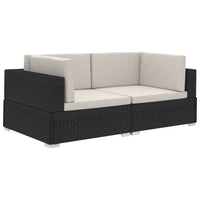 Thumbnail for Ecksofas 2 Stk. mit Auflagen Poly Rattan Schwarz