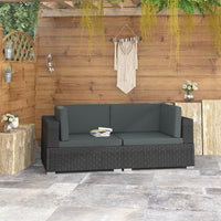 Thumbnail for Ecksofas 2 Stk. mit Auflagen Poly Rattan Schwarz