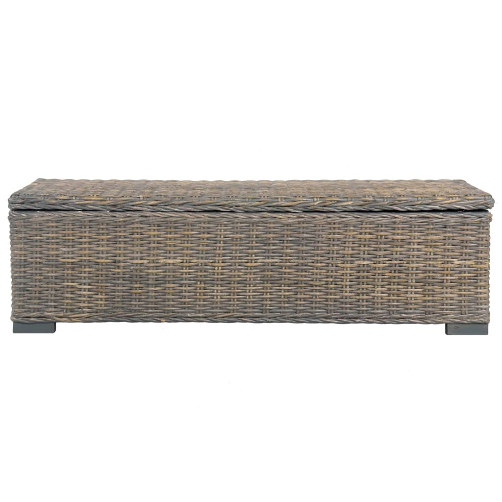 Aufbewahrungsbox 120 cm Grau Kubu-Rattan und Massivholz Mango