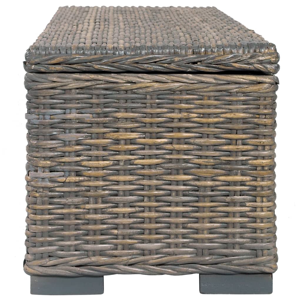 Aufbewahrungsbox 120 cm Grau Kubu-Rattan und Massivholz Mango