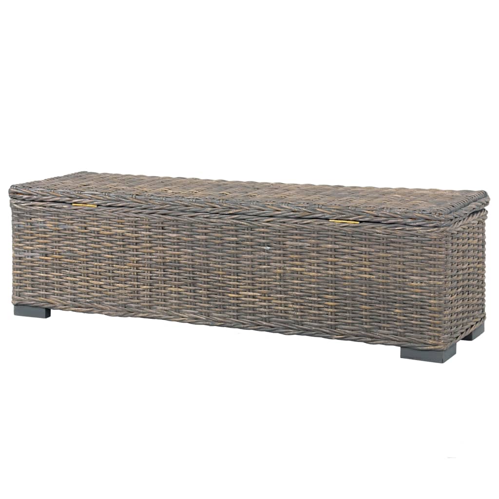 Aufbewahrungsbox 120 cm Grau Kubu-Rattan und Massivholz Mango