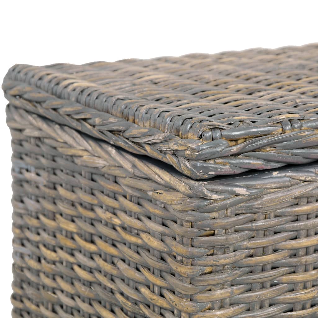 Aufbewahrungsbox 120 cm Grau Kubu-Rattan und Massivholz Mango