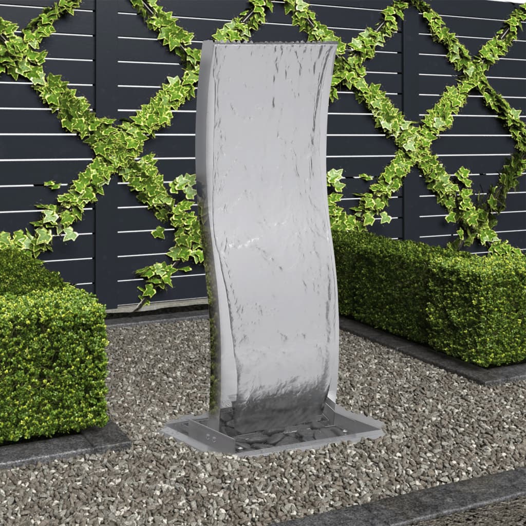 Gartenbrunnen mit Pumpe Edelstahl 90 cm Geschwungen
