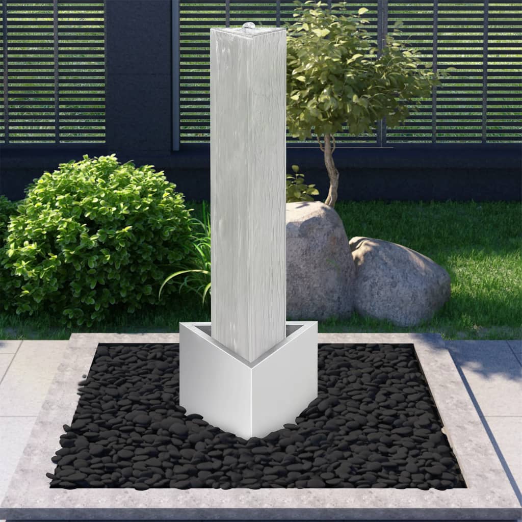 Gartenbrunnen Silbern 37,7x32,6x110 cm Edelstahl