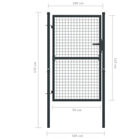 Thumbnail for Mesh-Gartentor Verzinkter Stahl 100 x 175 cm Grau