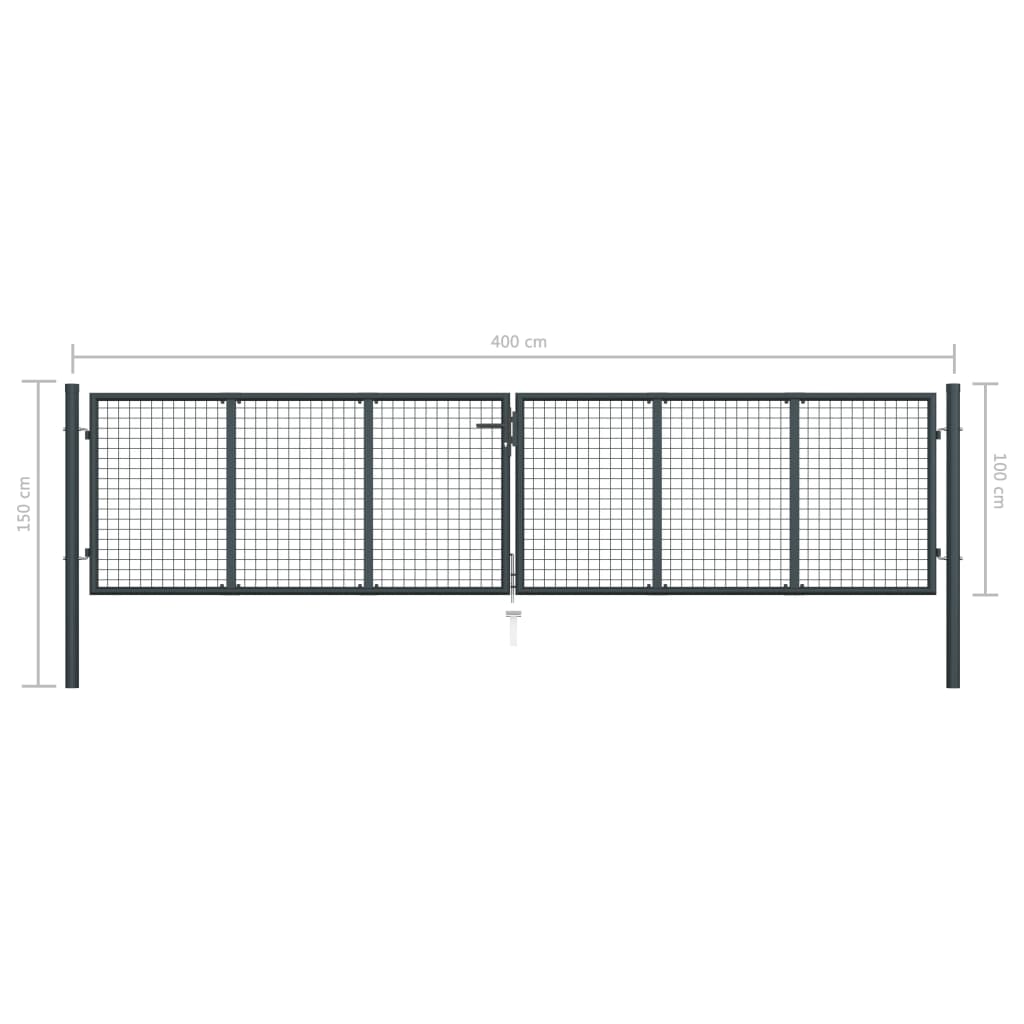 Mesh-Gartentor Verzinkter Stahl 400 x 150 cm Grau