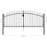 Thumbnail for Zauntor Doppelflügel mit Speerspitzen Stahl 3 x 1,25 m Schwarz