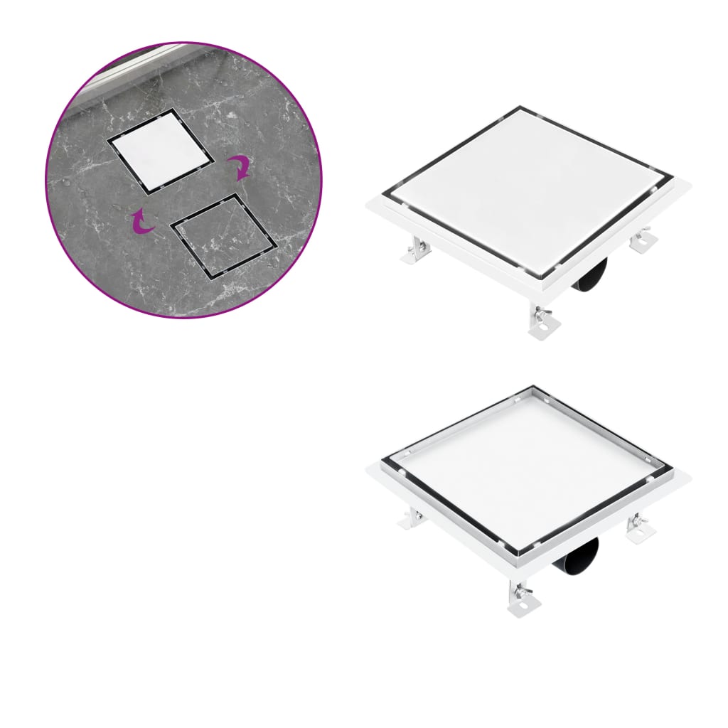Duschablauf 2-in-1 Flacher und Flieseneinsatz-Deckel 20×20 cm