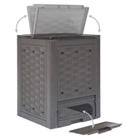 Thumbnail for Gartenkomposter 2 Stk. Braun 60x60x83cm 600 L Kunststoff Rattan