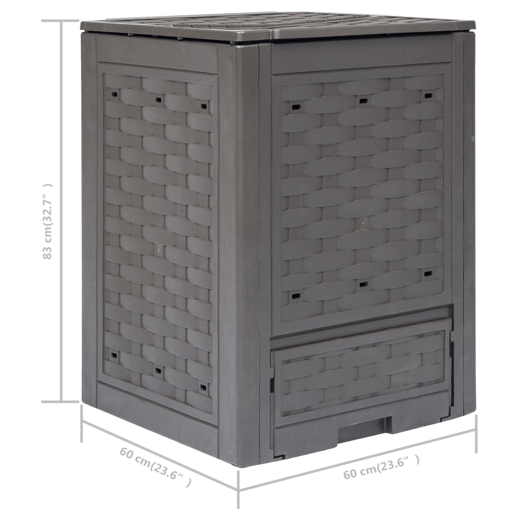 Gartenkomposter 3 Stk. Braun 60x60x83cm 900 L Kunststoff Rattan