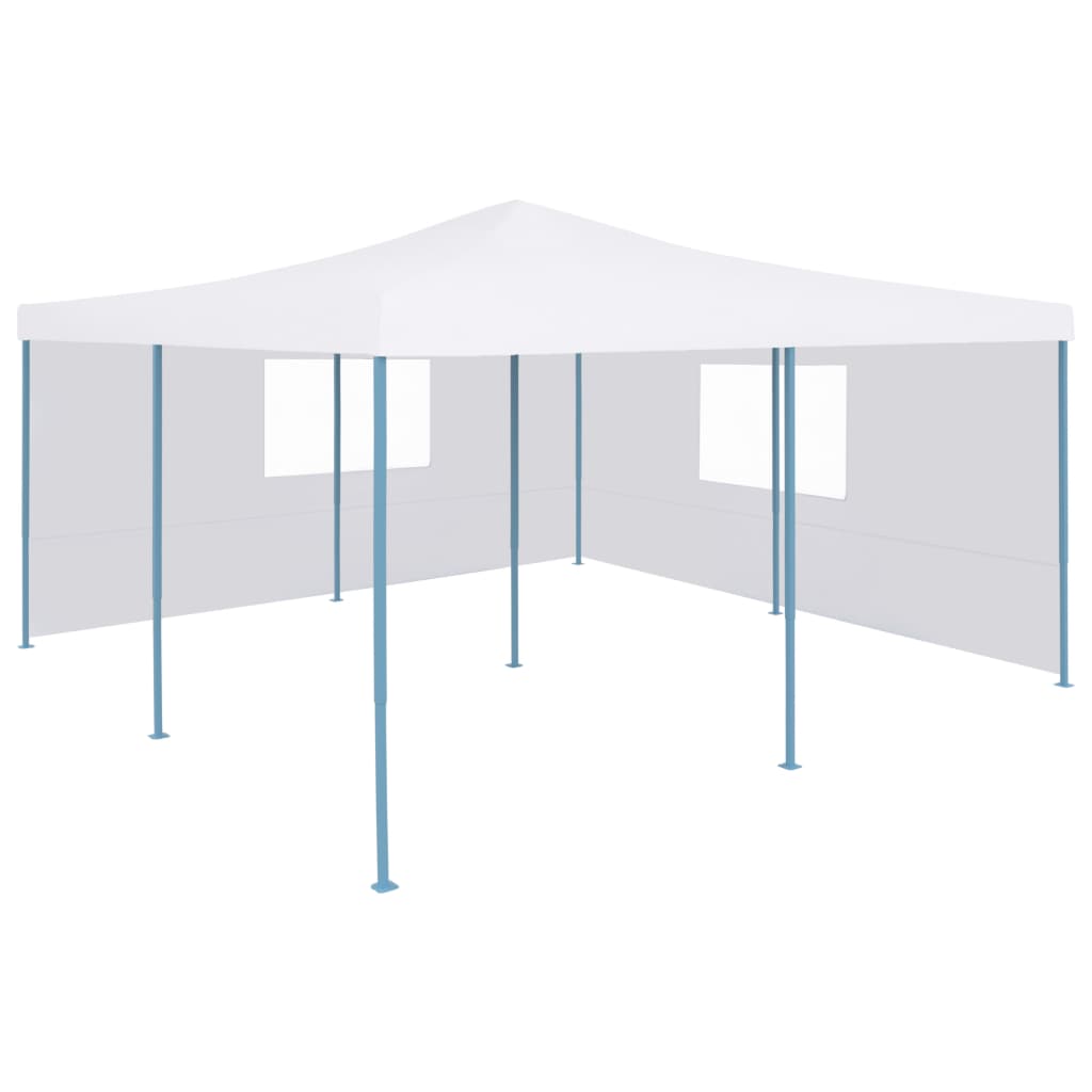 Faltpavillon mit 2 Seitenwänden 5x5 m Weiß
