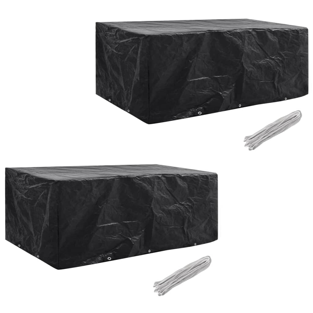 Gartenmöbel-Abdeckungen 2 Stk. 8 Personen Poly Rattan 10 Ösen
