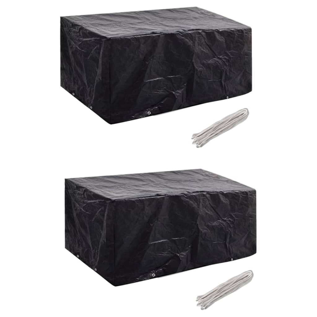 Gartenmöbel-Abdeckungen 2 Stk. 4 Personen Poly Rattan 8 Ösen