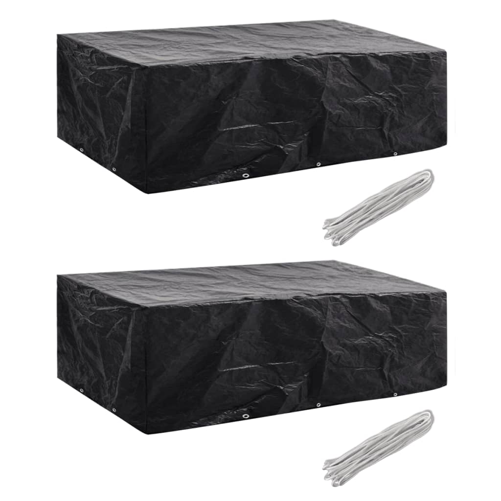 Gartenmöbel-Abdeckungen 2 Stk. 8 Personen Poly Rattan 10 Ösen