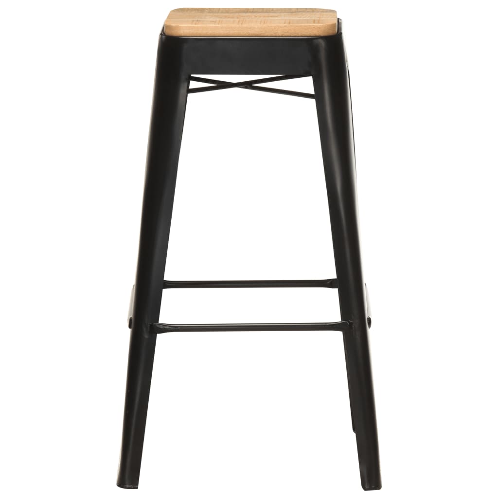 Barhocker 2 Stk. Schwarz Mango Massivholz