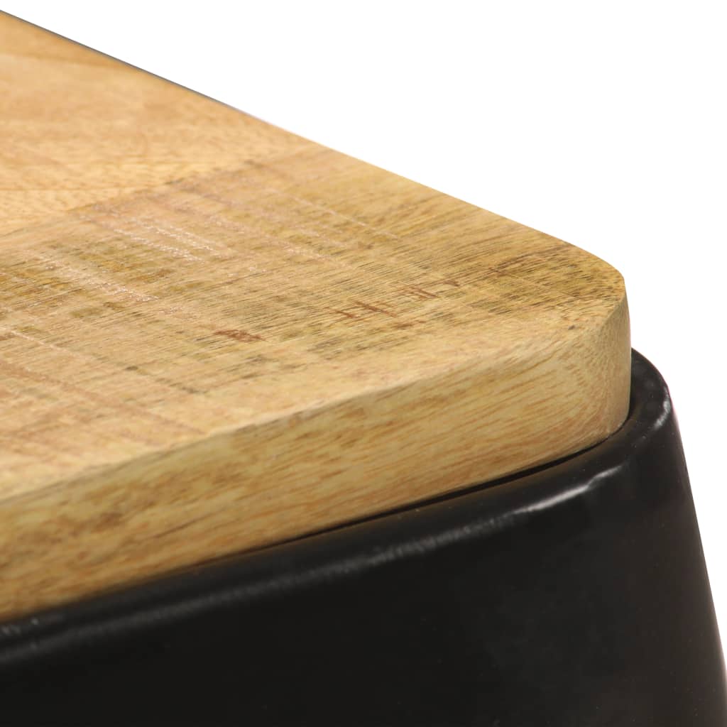 Barhocker 2 Stk. Schwarz Mango Massivholz