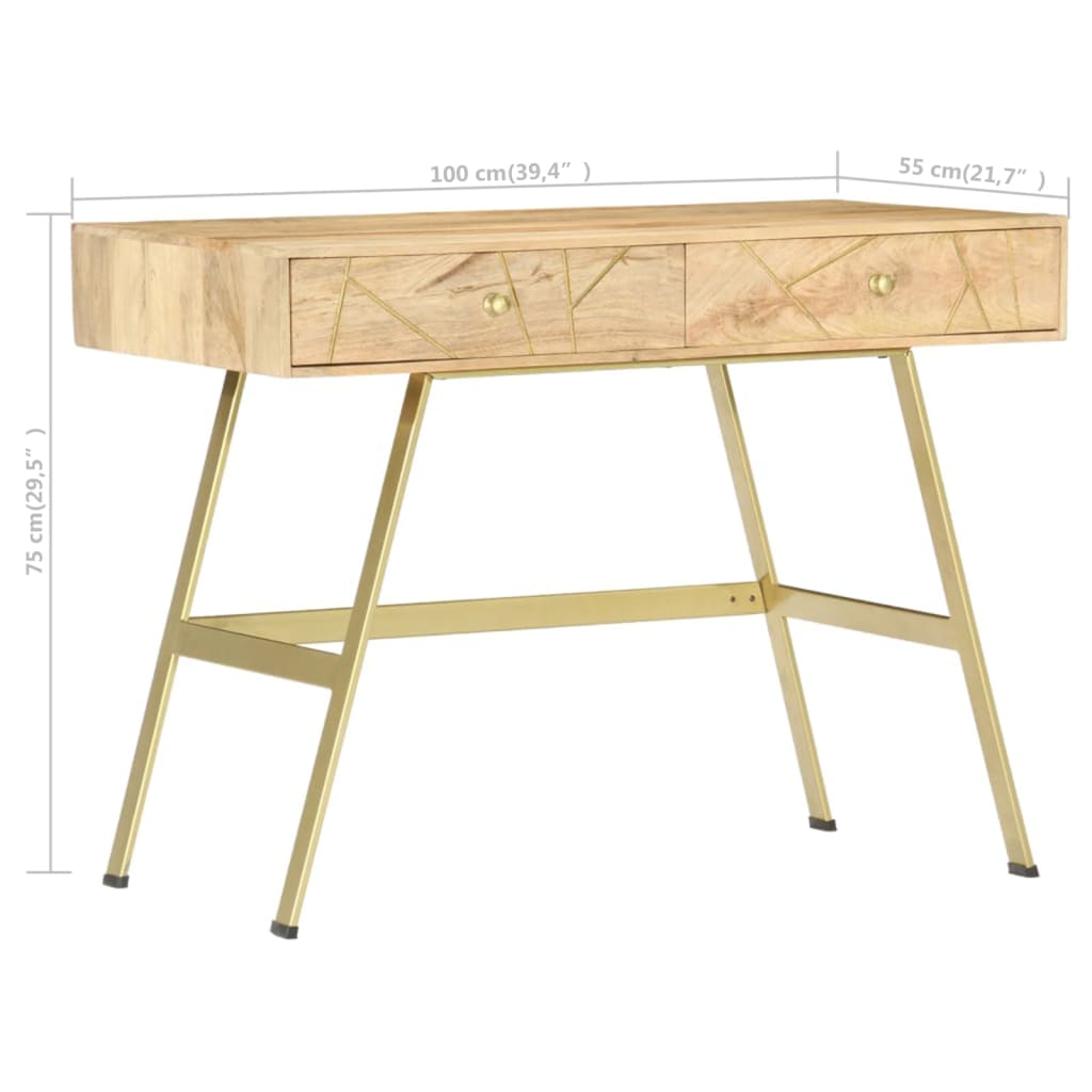 Schreibtisch mit Schubladen 100×55×75 cm Massivholz Mango