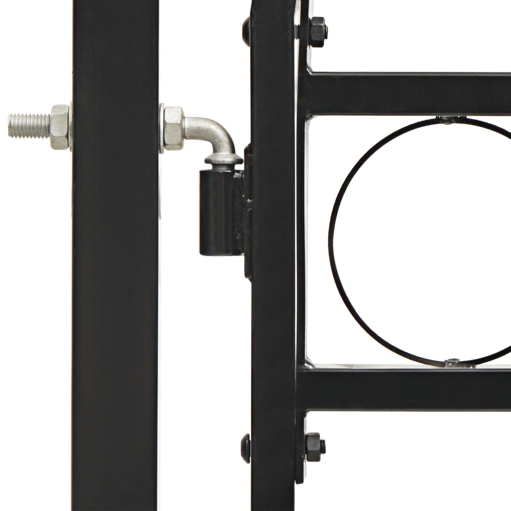 Zauntor Doppelflügel Gewölbte Spitze Stahl 300x175 cm Schwarz