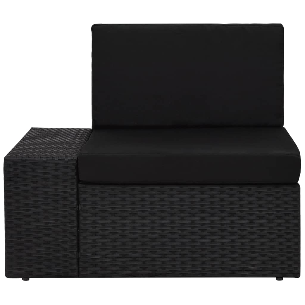 Modulares Sofa-Eckteil mit Armlehne (rechts) Poly Rattan Schwarz