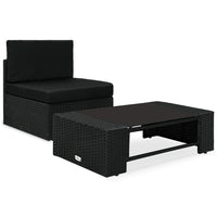 Thumbnail for 2-tlg. Garten-Lounge-Set Poly Rattan Schwarz